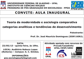 CONVITE: AULA INAUGURAL DO MESTRADO EM SOCIOLOGIA