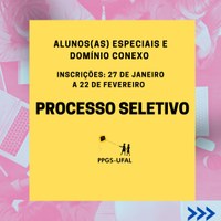 O PPGS abre inscrições para aluno especial e domínio conexo