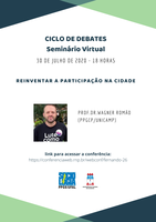 PPGS realiza palestra remota "Reinventar a participação na cidade" com o professor Wagner Romão (UNICAMP)